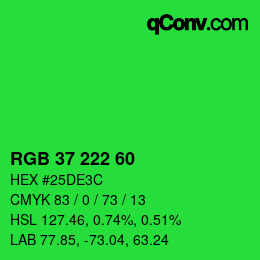 Farbcode: RGB 37 222 60 | qconv.com