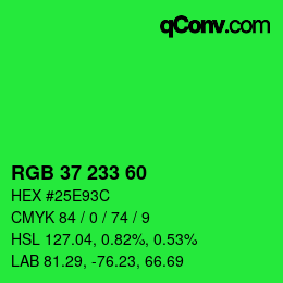 Código de color: RGB 37 233 60 | qconv.com