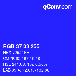 Code couleur: RGB 37 33 255 | qconv.com