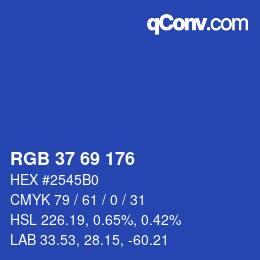Code couleur: RGB 37 69 176 | qconv.com