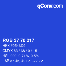 カラーコード: RGB 37 70 217 | qconv.com