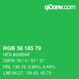 カラーコード: RGB 38 185 79 | qconv.com