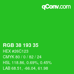 Code couleur: RGB 38 193 35 | qconv.com