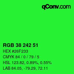 Código de color: RGB 38 242 51 | qconv.com