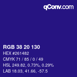 Código de color: RGB 38 20 130 | qconv.com