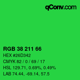 Color code: RGB 38 211 66 | qconv.com