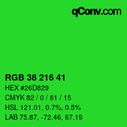 カラーコード: RGB 38 216 41 | qconv.com