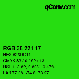 Código de color: RGB 38 221 17 | qconv.com