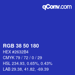 カラーコード: RGB 38 50 180 | qconv.com