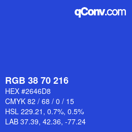 カラーコード: RGB 38 70 216 | qconv.com