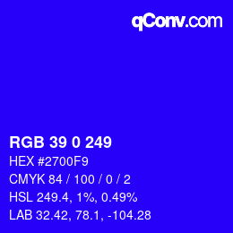 Code couleur: RGB 39 0 249 | qconv.com