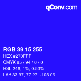 Código de color: RGB 39 15 255 | qconv.com