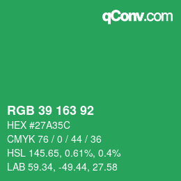 Color code: RGB 39 163 92 | qconv.com