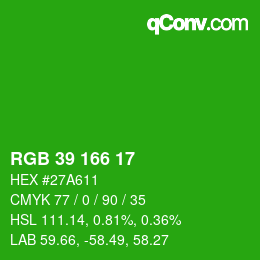 Código de color: RGB 39 166 17 | qconv.com