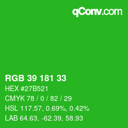 Code couleur: RGB 39 181 33 | qconv.com