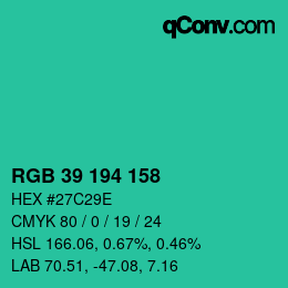 Code couleur: RGB 39 194 158 | qconv.com