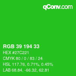 Code couleur: RGB 39 194 33 | qconv.com