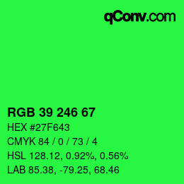 Color code: RGB 39 246 67 | qconv.com