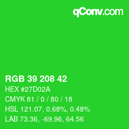 Farbcode: RGB 39 208 42 | qconv.com