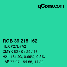 Color code: RGB 39 215 162 | qconv.com