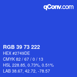 Code couleur: RGB 39 73 222 | qconv.com