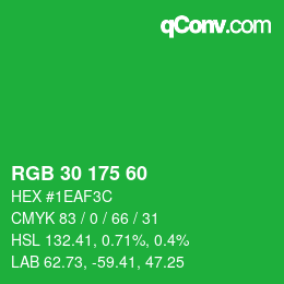 Color code: RGB 30 175 60 | qconv.com