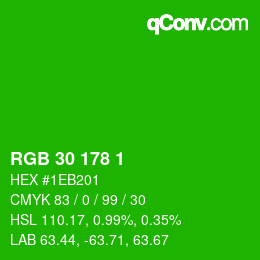 カラーコード: RGB 30 178 1 | qconv.com