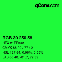 Code couleur: RGB 30 250 58 | qconv.com