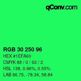 Color code: RGB 30 250 96 | qconv.com