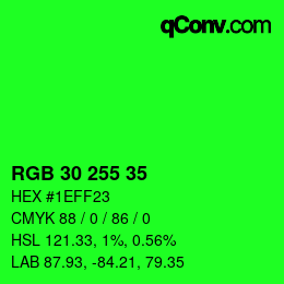 Code couleur: RGB 30 255 35 | qconv.com