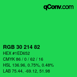 Código de color: RGB 30 214 82 | qconv.com