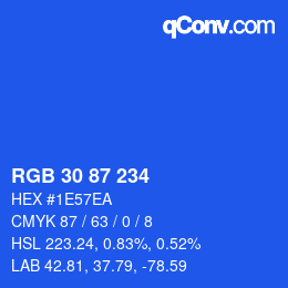 Code couleur: RGB 30 87 234 | qconv.com