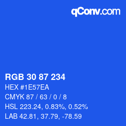 Code couleur: RGB 30 87 234 | qconv.com