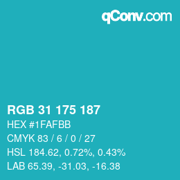 Código de color: RGB 31 175 187 | qconv.com