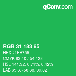 Color code: RGB 31 183 85 | qconv.com