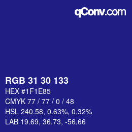 Código de color: RGB 31 30 133 | qconv.com