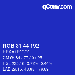 Farbcode: RGB 31 44 192 | qconv.com