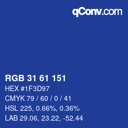 Color code: RGB 31 61 151 | qconv.com