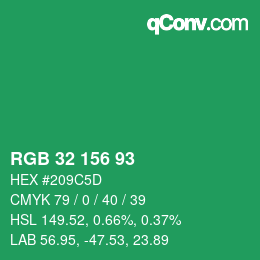 Code couleur: RGB 32 156 93 | qconv.com