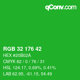 Color code: RGB 32 176 42 | qconv.com