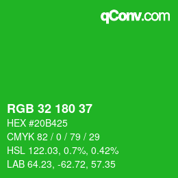 Color code: RGB 32 180 37 | qconv.com