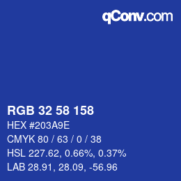 Color code: RGB 32 58 158 | qconv.com