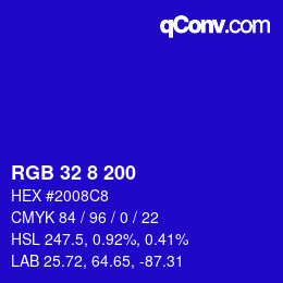 Farbcode: RGB 32 8 200 | qconv.com