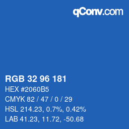 カラーコード: RGB 32 96 181 | qconv.com