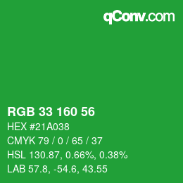 Código de color: RGB 33 160 56 | qconv.com