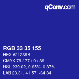 Color code: RGB 33 35 155 | qconv.com