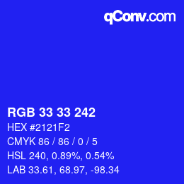 Código de color: RGB 33 33 242 | qconv.com