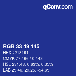 Color code: RGB 33 49 145 | qconv.com