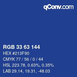 Código de color: RGB 33 63 144 | qconv.com