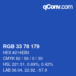 Color code: RGB 33 78 179 | qconv.com